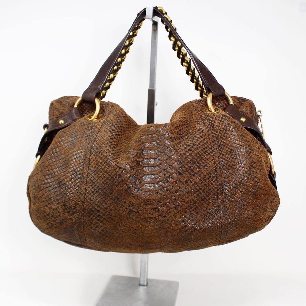 Michael Kors #42324 Brown Python Embossed Handbag - image 3